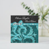 Invitation Jade Noir Paillettes Vertes Anniversaire des Seize (Debout devant)