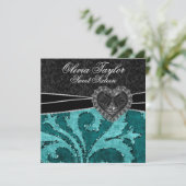 Invitation Jade Noir Paillettes Vertes Anniversaire Sweet Six (Debout devant)