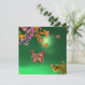 Invitation JADE PAPILLON VERT, rose vif jaune marron (Debout devant)