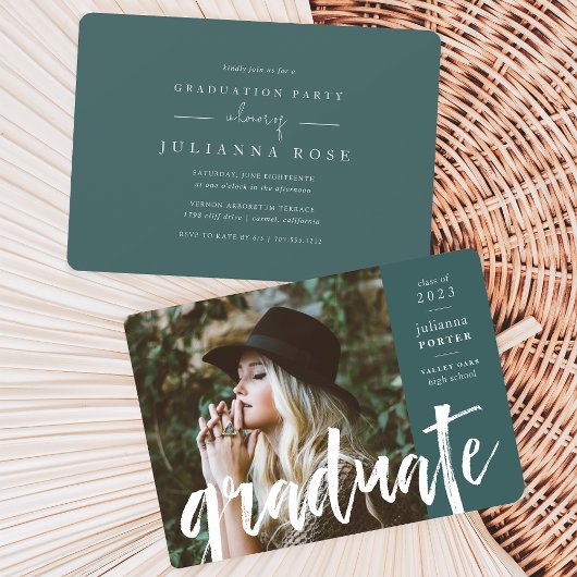 Invitation Jade | Partie de graduation de superposition esqui