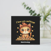 Invitation J'adore les chats et le bingo, combo parfait de l' (Debout devant)