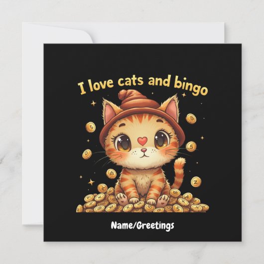 Invitation J'adore les chats et le bingo, combo parfait de l' (Devant)