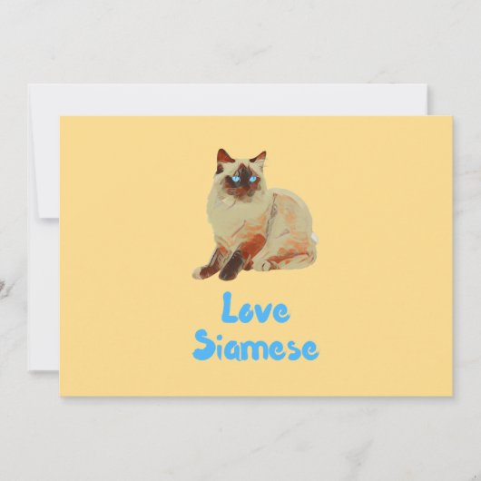 Invitation J'adore les chats siamois (Devant)