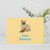 Invitation J'adore les chats siamois (Debout devant)