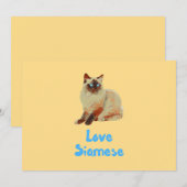 Invitation J'adore les chats siamois (Devant / Derrière)