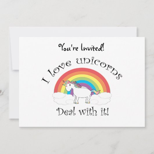 Invitation J'adore les licornes. Faites avec ! (Devant)
