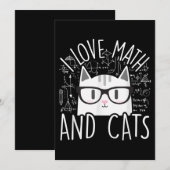 Invitation J'adore Les Maths Et Les Chats Chaton Mignon Chat (Devant / Derrière)