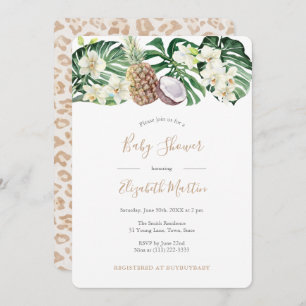 Invitation Jaguar Imprimer Baby shower de feuillage tropical
