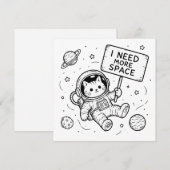 Invitation J'ai Besoin De Plus D'espace Drôle Chat Astronaute (Devant / Derrière)