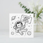 Invitation J'ai Besoin De Plus D'espace Drôle Chat Astronaute (Debout devant)