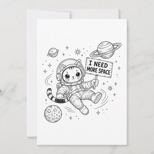 Invitation J'ai Besoin De Plus D'espace Drôle Chat Astronaute (Devant)