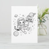 Invitation J'ai Besoin De Plus D'espace Drôle Chat Astronaute (Debout devant)