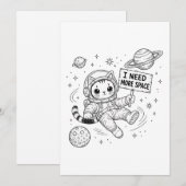 Invitation J'ai Besoin De Plus D'espace Drôle Chat Astronaute (Devant / Derrière)