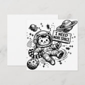 Invitation J'ai Besoin De Plus D'espace Drôle Chat Astronaute (Devant / Derrière)