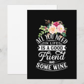 Invitation J'ai besoin d'un bon ami et d'un peu de vin (Devant / Derrière)