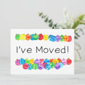 Invitation J'ai déménagé/Nouvelle adresse, aquarelle baubles (Debout devant)