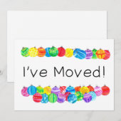 Invitation J'ai déménagé/Nouvelle adresse, aquarelle baubles (Devant / Derrière)