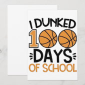Invitation J'ai Dunked 100 Days of School Basketball Player (Devant / Derrière)