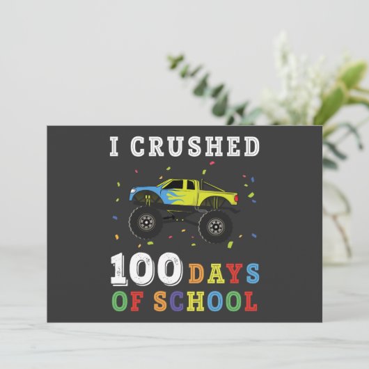Invitation J'ai écrasé 100 jours d'école (Debout devant)