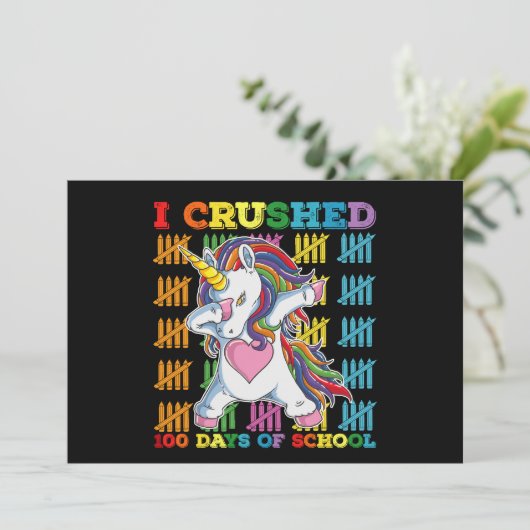 Invitation J'Ai Écrasé 100 Jours D'École Unicorne (Debout devant)