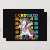 Invitation J'Ai Écrasé 100 Jours D'École Unicorne (Devant / Derrière)