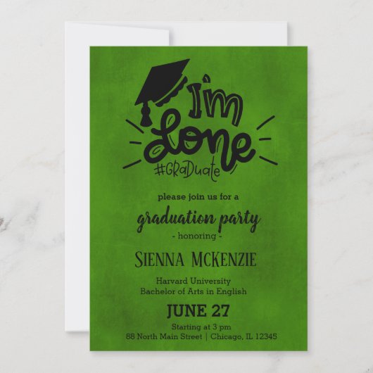 Invitation J'ai fini - Vert (Devant)