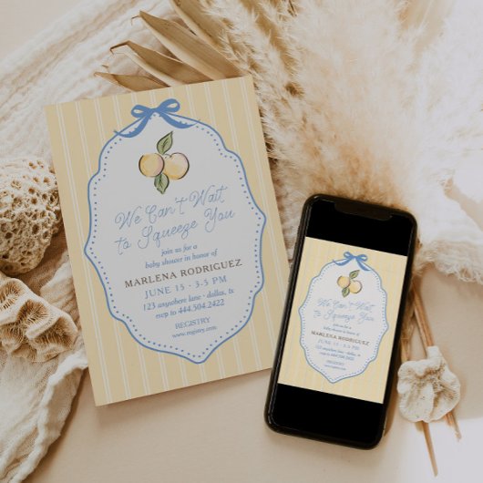 Invitation J'ai hâte de vous presser Citrus Baby Shower