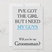 Invitation J'ai la fille, tu seras mon Groomsman ? (Dos)