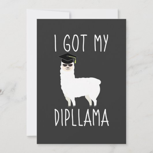 Invitation J'Ai Obtenu Mon Dipllama Graduation Llama Pun (Devant)