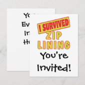 INVITATION J'AI SURVÉCU À ZIP LINING (Devant / Derrière)