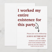 Invitation J'ai travaillé toute ma vie pour cette retraite (Devant / Derrière)
