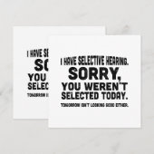 Invitation J'ai une audition sélective Désolé vous n'avez pas (Devant / Derrière)