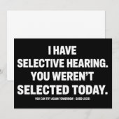 Invitation J'ai une ouïe sélective Vous n'avez pas été sélect (Devant / Derrière)