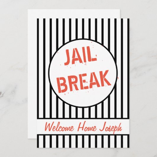 Invitation Jail Break Welcome Home Party (Devant / Derrière)