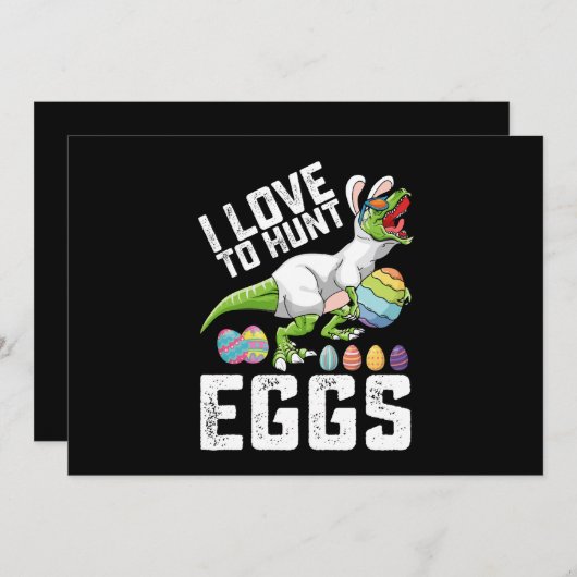 Invitation J'Aime Chasser Les Oeufs Dinosaure De Pâques T Rex (Devant / Derrière)