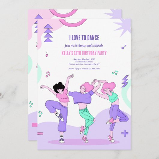 Invitation J'aime danser (Devant / Derrière)