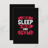 Invitation J'aime dormir mais pas la salle de gym (Devant / Derrière)