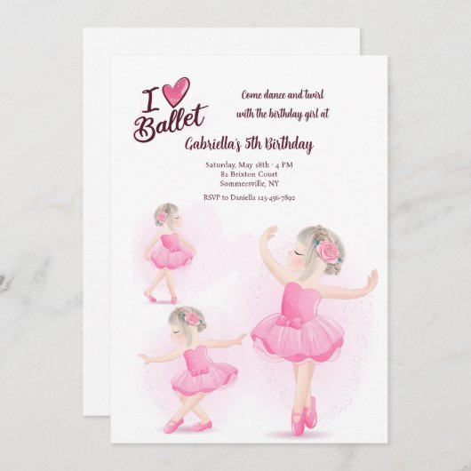 Invitation J'aime le ballet (Devant / Derrière)