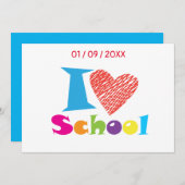 Invitation J'Aime L'École. Retour à l'école. Dessin (Devant / Derrière)