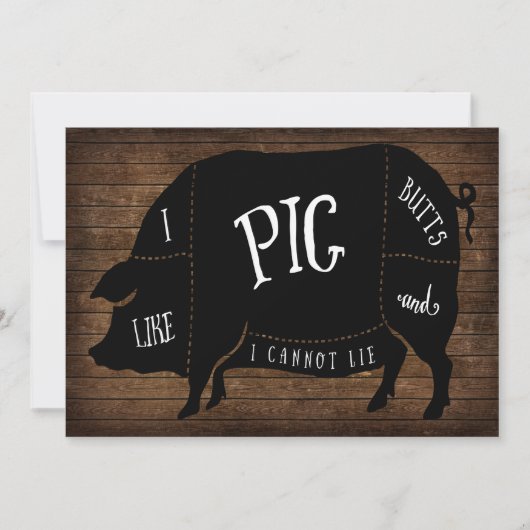 Invitation J'aime les boutons de cochon et je ne peux pas men (Devant)