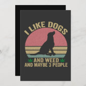 Invitation J'aime les chiens et l'herbe Et peut-être 3 Person (Devant / Derrière)