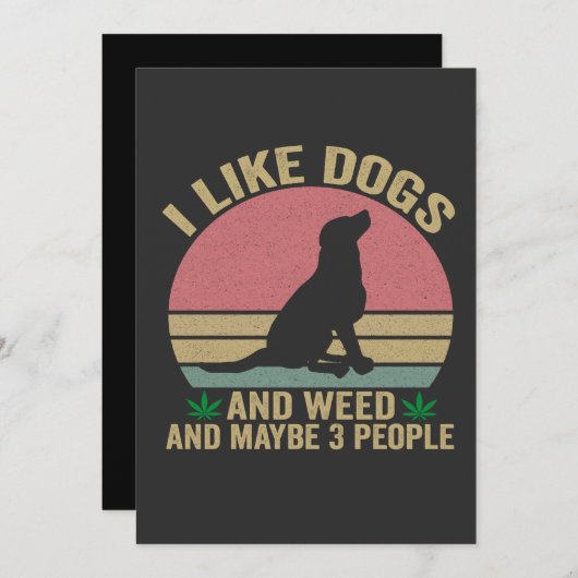 Invitation J'aime les chiens et l'herbe Et peut-être 3 Person (Devant / Derrière)