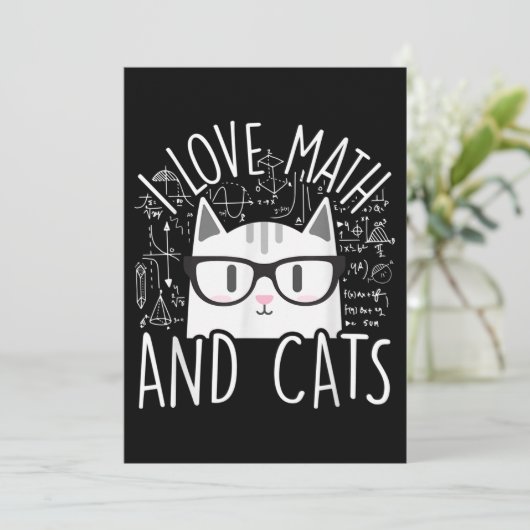 Invitation J'aime les maths et les chats Chaton mignon Chat (Debout devant)