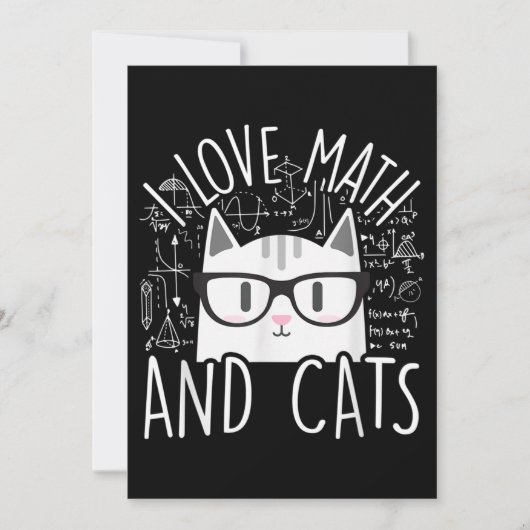 Invitation J'Aime Les Maths Et Les Chats Cute Kitty Chat (Devant)