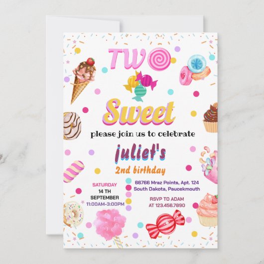 Invitation J'aime l'été, enfants mignons fille deux doux 2e a (Devant)