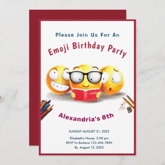 Invitation J'aime lire des livres Lecteur (Devant / Derrière)