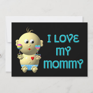 Invitation J'aime ma maman Bouncing Baby avec le coeur et les