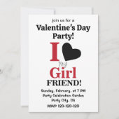 Invitation J'aime ma petite amie Saint Valentin (Devant)