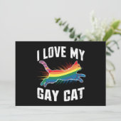 Invitation J'Aime Mon Chat Gay Funny Rainbow Pride Lgbt (Debout devant)