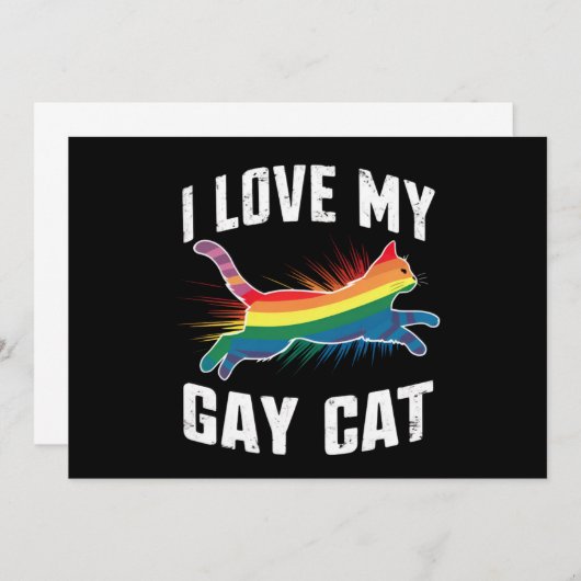 Invitation J'Aime Mon Chat Gay Funny Rainbow Pride Lgbt (Devant / Derrière)